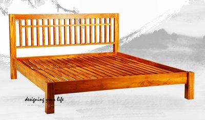 【設計私生活】柚木實木二代格子5尺雙人床、床台、床架(免運費)234