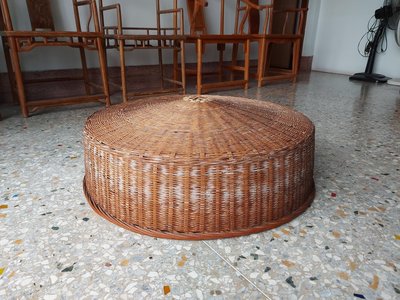 老件 竹編桌罩