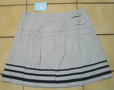 COTTON INN銀穗S號,米灰色+黑色滾邊.打褶.裝飾環扣短裙500起標
