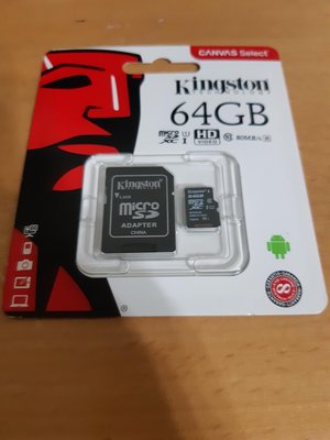 板橋區自取$180 Kingston SDXC microSD 64GB 80mb 記憶卡 小卡 TF卡 附轉接卡