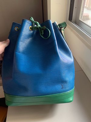 Louis Vuitton LV EPI 水波紋 藍色+綠色 水桶包 肩背包 斜背包
