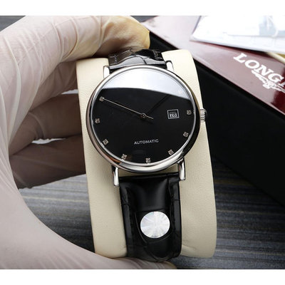 （老錶現）浪琴男士機械錶 博雅系列 纖薄圓弧型殼套 藍寶石水晶玻璃 進口日本全自動機芯 真皮錶帶 男士手錶