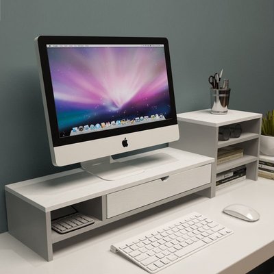桌上型辦公桌面臺式電腦顯示器屏幕加增高支架墊高底座置物收納架