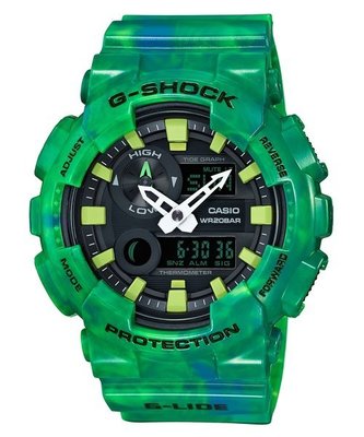 G-SHOCK CASIO 卡西歐G-LIDE潮汐溫度月相衝浪渲染綠電子腕錶 型號：GAX-100MB-3A【神梭鐘錶】