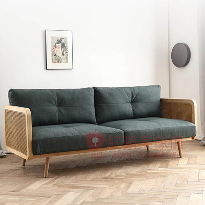 [紅蘋果傢俱] 實木家具 梣木系列 MTSF826 藤編沙發 實木沙發 雙人沙發 三人沙發 北歐風沙發