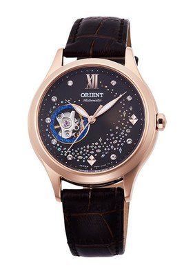 【 幸福媽咪 】ORIENT 東方錶 HAPPY STREAM系列 藍月奇蹟鏤空機械錶 咖啡色 RA-AG0017Y