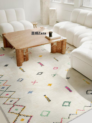 新品視覺味道北歐現代簡約摩洛哥風格臥室客廳黑白加厚地毯地墊床邊毯