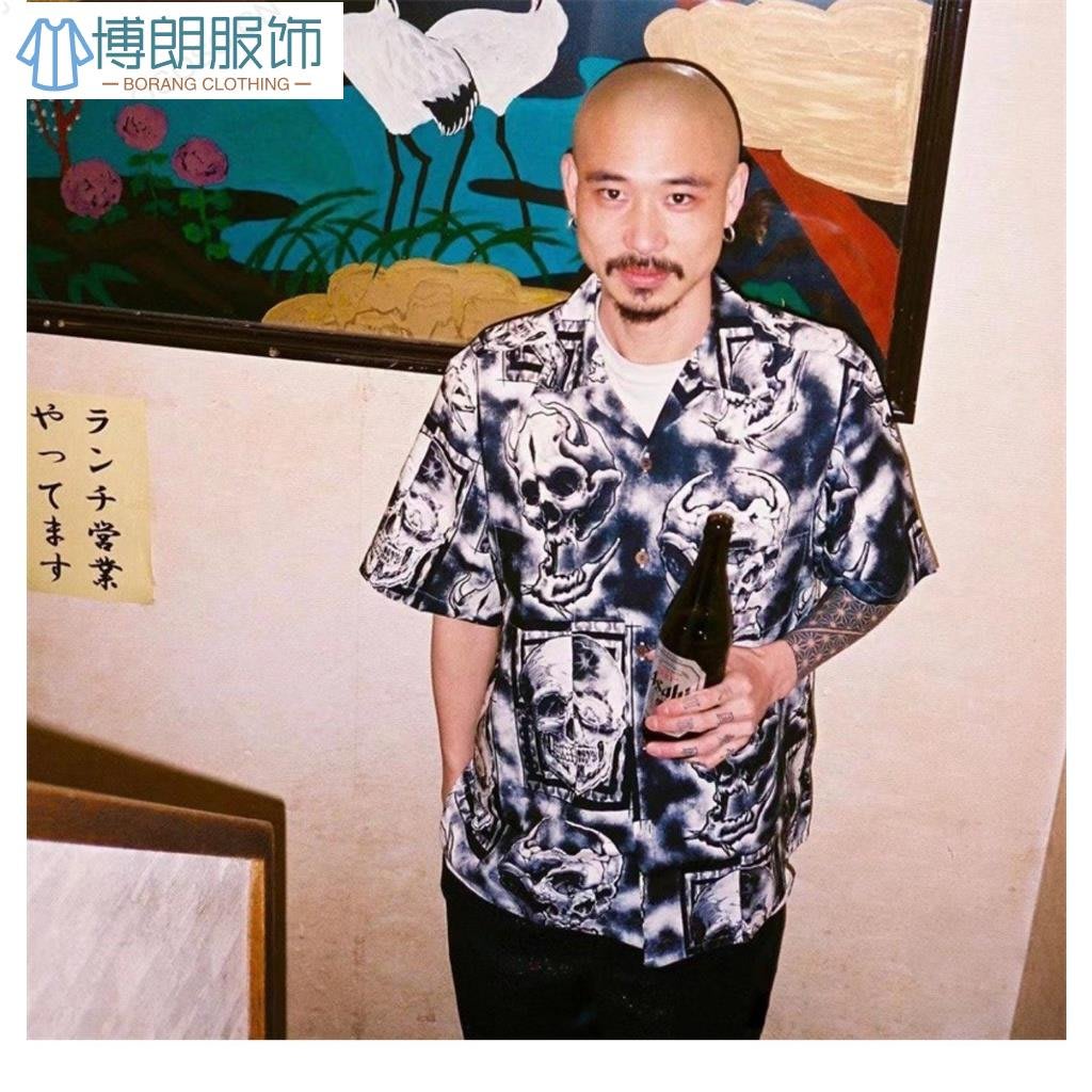 56 TATTOO STUDIO聯名骷髏頭鬼怪WACKO MARIA短袖襯衫男-博朗