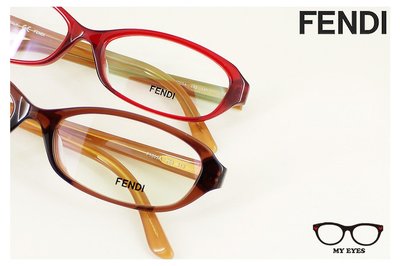 【My Eyes 瞳言瞳語】FENDI 義大利品牌 透褐色膠框光學眼鏡 美式色彩顯目 輕巧小框 厚鏡片不怕(F1005)