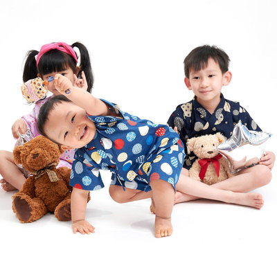 AKACHAN 阿卡將 兩件式甚平 海 日本製 寶寶和服 幼兒童裝 浴衣 成套居家服