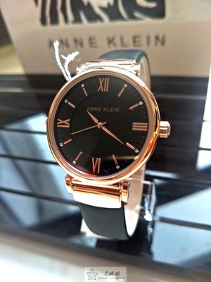 Anne Klein手錶時尚精品錶款，編號:AN00186,黑色錶面黑色皮革錶帶款
