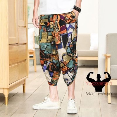 Men overalls Fashion cotton Cargo Shorts for Summer 男七分褲【Man Home】