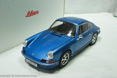 【現貨特價】1:18 Schuco Porsche 911 S 2.4L Coupe 1973 藍色 ※合金全開※