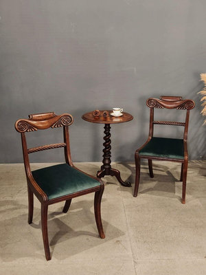 19世紀 英國 手工 桃花心木  全實木 百年  餐椅  書桌椅 古董椅 歐洲古董老件(有一組2張)ch1009【卡卡頌  歐洲古董】✬