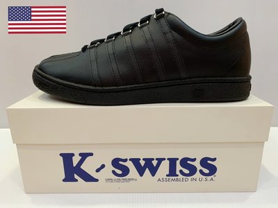 塞爾提克~六折免運 限量進口 美國手工鞋 KSWISS 男鞋 經典CLASSIC基本款 真皮 休閒運動鞋 全黑-男生
