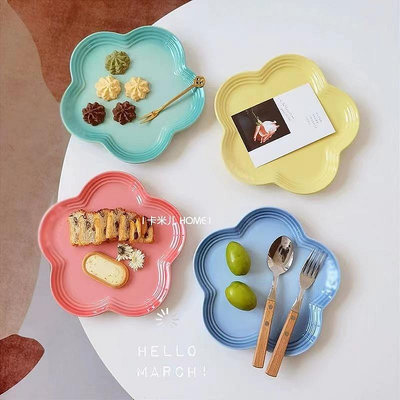 14cm法國漸變色LC陶瓷餐盤 花盤 甜點盤 造型盤子 可愛盤子淺盤 早餐盤零食盤 小碟子 兒童餐盤