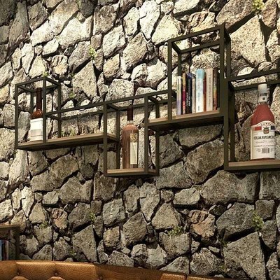 下殺-中式立體3D復古仿古文化石塊石紋石頭巖石壁紙餐廳咖啡廳背景墻紙#