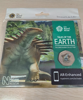 英國2020年自然博物館恐龍系列首枚林龍彩色紀念幣 卡冊裝