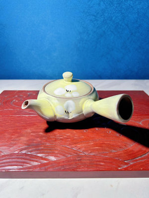 日本舶來品手繪梅花茶壺側把壺橫手急須茶具 泥料細膩 器型漂