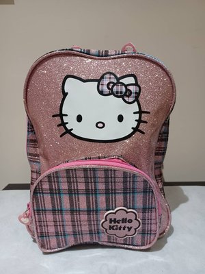 Hello Kitty  三麗鷗  ♥日本品牌♥  粉紅素面 x 格紋  拼接亮粉  後背包  下殺價1080元~不議價