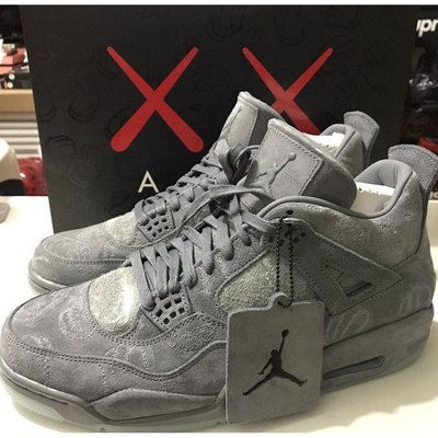 【正品】NIKE Air Jordan 4 RETRO KAWS 灰色 麂皮 復古 經典 籃球 930155-003 男現貨潮鞋