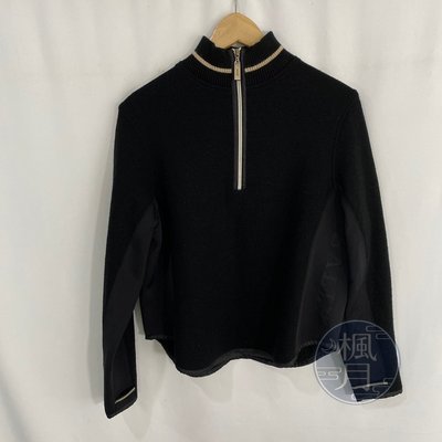 BRAND楓月  BALLY 黑高領毛衣 後拉鍊設計 運動風格上衣 外套 #44 側LOGO 精品 名牌 休閒 服飾