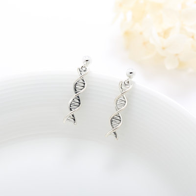 【Angel &amp; Me】化學 基因 染色體 DNA 一對 s925 純銀 耳環 耳夾 情人節 禮物