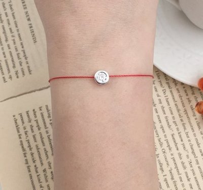 [Le Bonheur Line] 幸福線 手工/925純銀 6mm 包鑲鑽 手鍊 手線 redline 手繩 單鑽