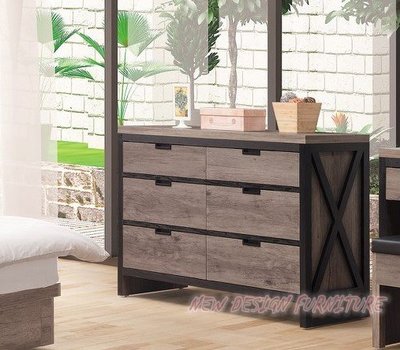 【N D Furniture】台南在地家具-美式復古工業風木心板雙色造型120cm六斗櫃/收納櫃YH
