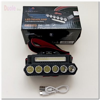 LED強光170度轉角頭燈/6LED+15SMD強光LED頭燈/便攜輕便維修LED強光頭燈鋰電池USB充電