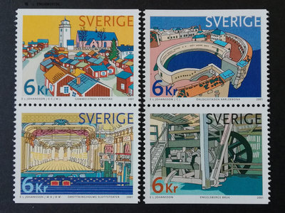 郵票瑞典郵票2001年世界遺產建筑4全新外國郵票