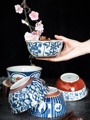 波佐見燒京古染手繪飯碗 日式進口陶瓷餐具套裝 5.5寸家用吃飯碗