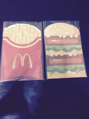 2016全新 麥當勞紅包袋~大麥克 薯條 福  圖案~3款共4入只要15元 現貨不用等