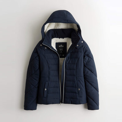 【HOLLISTER Co.】【HCO】HC女款鋪棉外套修身羔毛藍 F03201225-15