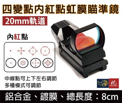 昊克生存遊戲-騎翼鶯歌 HD102 虹膜 L型 內紅點 紅點鏡 瞄準鏡 20mm四變點
