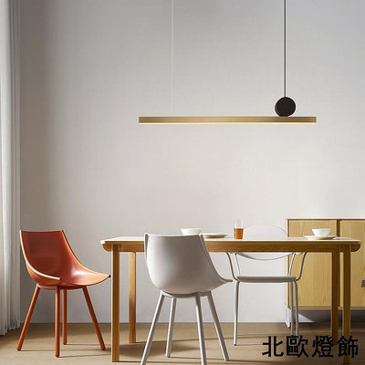 北歐設計師極簡餐廳吊燈現代簡約 長條LED全銅餐桌吊燈