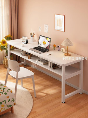 【小野家居】書桌家用雙層電腦桌簡易辦公桌靠墻長桌子工作臺女生臥室窄長條桌