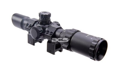 【武莊】現貨 1-4*28 戰術狙擊鏡，瞄準鏡 (3段紅綠藍光+防塵蓋 附夾具)-JA08801