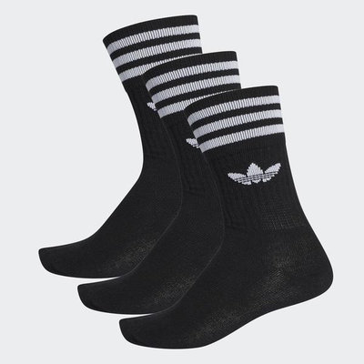 Adidas ORIGINALS 襪子 長襪 中筒襪 避震 三葉草 3入組 黑【運動世界】S21490