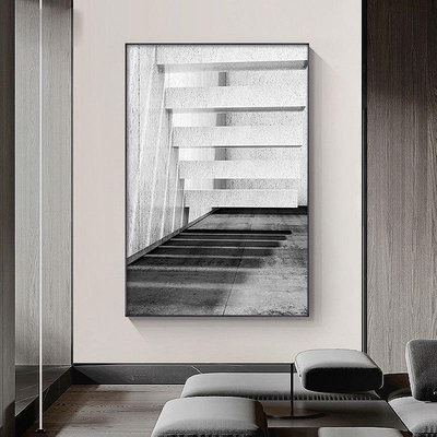 【支持定制】裝飾畫 家居裝飾 掛畫 視覺感現代簡約黑白灰工作室裝飾畫樓梯空間延伸掛畫藝術空間壁畫