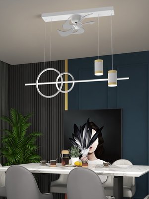 @餐廳吊扇燈家用一體吊燈2021年新款北歐小米吸頂電風扇燈-雙喜生活館
