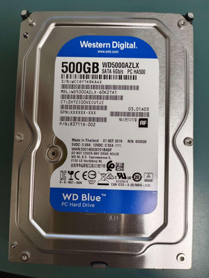 【WD】WD5000AZLX 藍標 3.5吋硬碟 500GB(二手良品)