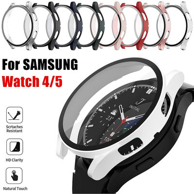 適用於三星 Samsung Galaxy Watch 4 40 / 44mm 錶殼 + 鋼化玻璃硬殼全屏防撞保護套