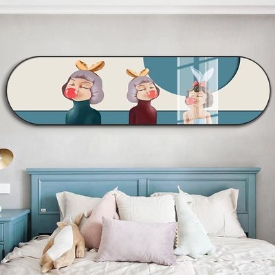 現代簡約臥室畫床頭掛畫吹泡泡女孩少女兒童房間裝飾畫墻面壁畫~特價