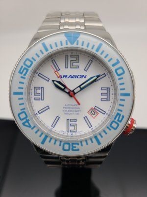 美國亞拉岡(ARAGON)  數字組合款T100氚氣燈管機械錶白色面盤