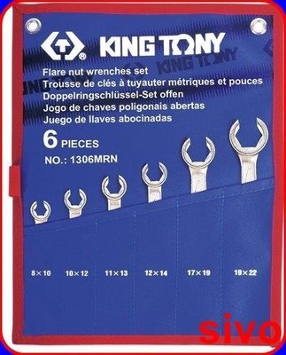 ☆SIVO電子商城☆KING TONY 專業級手工具 6件式 公制油管板手組(特多龍工具袋)1306MRN