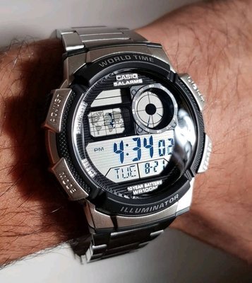 【日貨代購CITY】 CASIO AE1000WD-1A 卡西歐 世界地圖 10年電力 金屬 電子錶 手錶 現貨