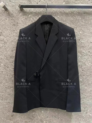 【BLACK A】GIVENCHY 男裝U-Lock 黑色羊毛修身西裝外套 黑色鎖扣 價格私訊