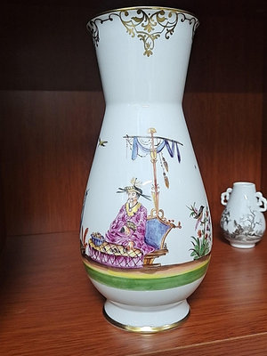【二手】德國梅森meissen赫洛特中國人系列花瓶: 古董 老貨 收藏 【古物流香】-857
