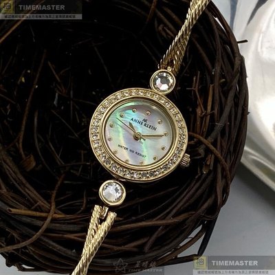 ANNE KLEIN安妮克萊恩女錶,編號AN00567,20mm金色圓形精鋼錶殼,貝母, 變色簡約錶面,金色精鋼錶帶款